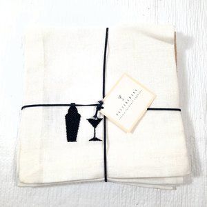 NEW Pottery Barn Cosmo Cocktail Napkins Set 4 Cloth Cotton Embroidered martini